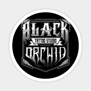 Black orchid tattoo block logo Magnet